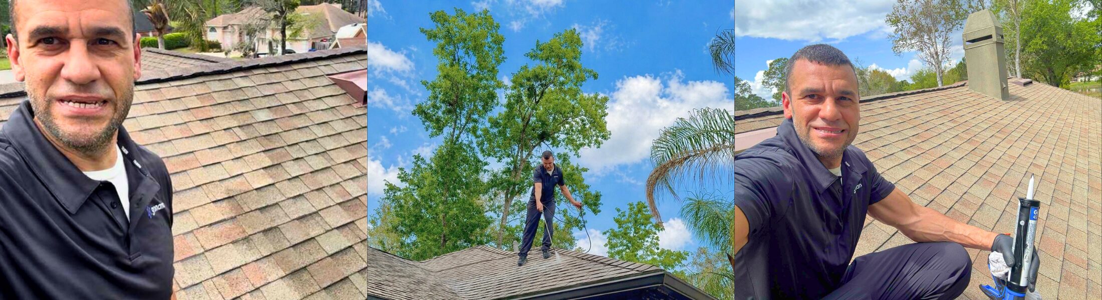 Owner of Nano Roof and Exteriors Chuck Wood applying GoNano treatment to a roof